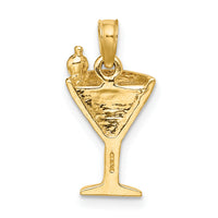 14K Pink Enameled Cosmo Martini w/Olive Charm-K6700