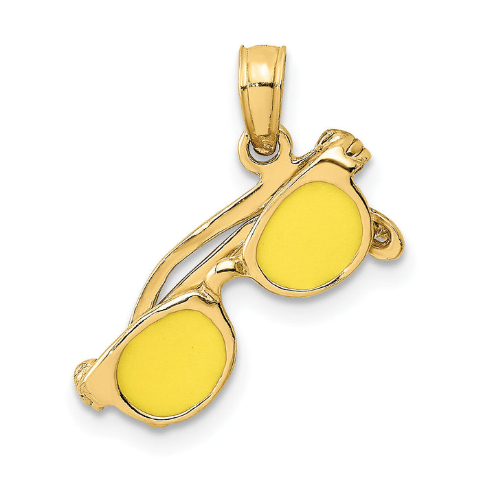 14K 3D Yellow Enameled Sunglasses Moveable Charm-K6703