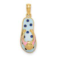 14K 3D Enamel Shell On Blue Polka-Dot Flip-Flop Charm-K6707