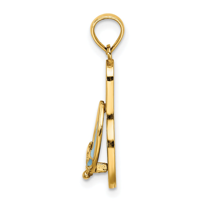 14K 3D Enamel Anchor On Stripe Flip-Flop Charm-K6708