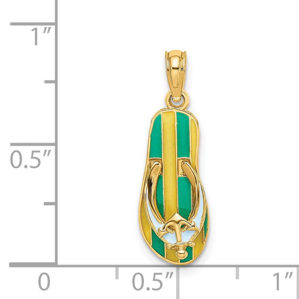 14K 3D Enamel Anchor On Stripe Flip-Flop Charm-K6708