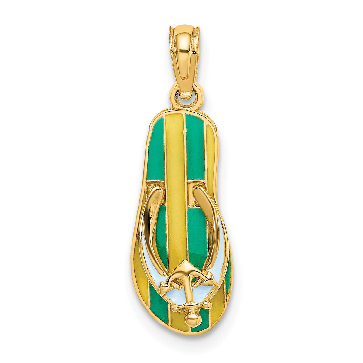 14K 3D Enamel Anchor On Stripe Flip-Flop Charm-K6708