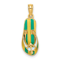 14K 3D Enamel Anchor On Stripe Flip-Flop Charm-K6708