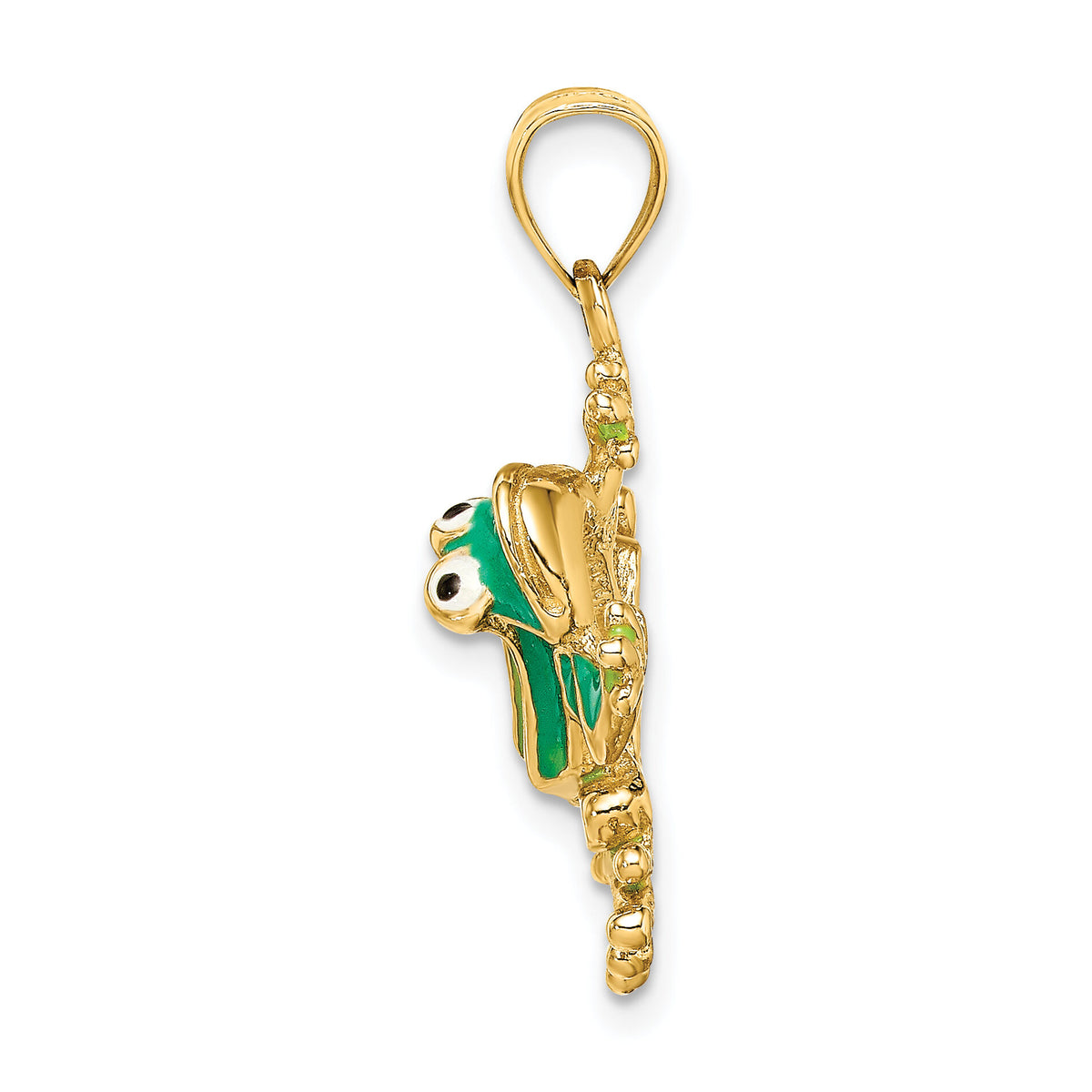 14K Green Enameled 2-D Frog Charm-K6713