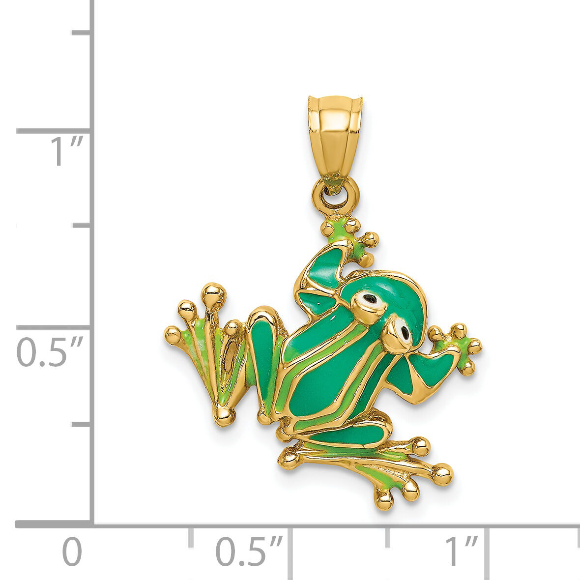 14K Green Enameled 2-D Frog Charm-K6713