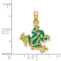 14K Green Enameled 2-D Small Frog Charm-K6715