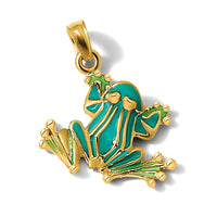 14K Green Enameled 2-D Small Frog Charm-K6715