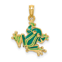 14K Green Enameled 2-D Small Frog Charm-K6715