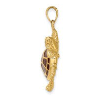 14K 3-D Brown Enamel Large Sea Turtle Charm-K6716