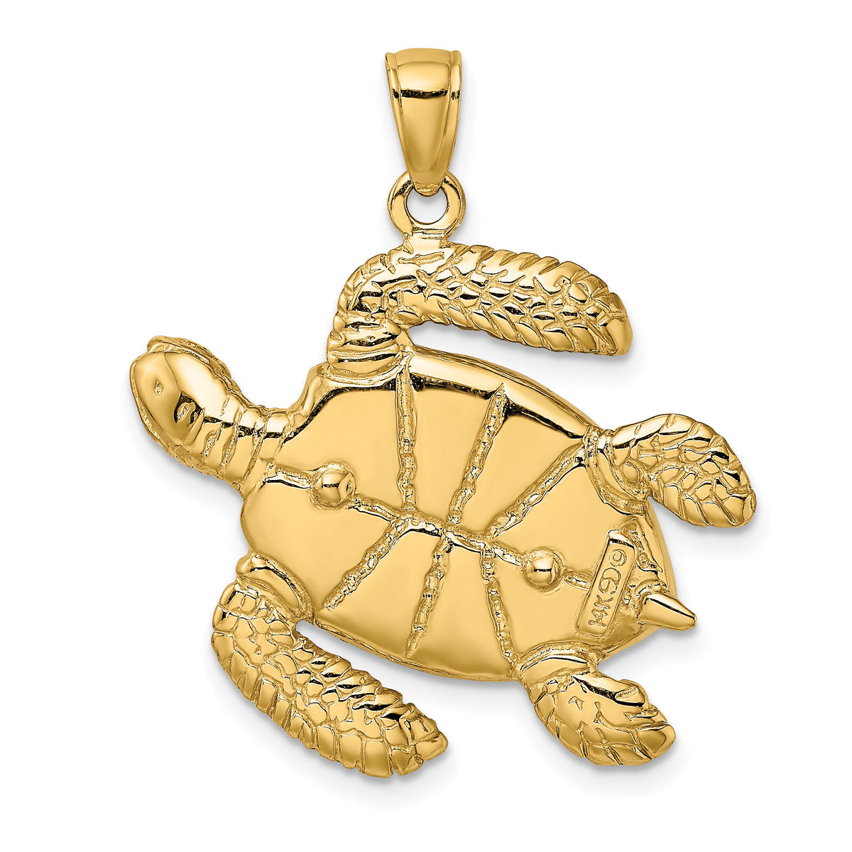14K 3-D Brown Enamel Large Sea Turtle Charm-K6716