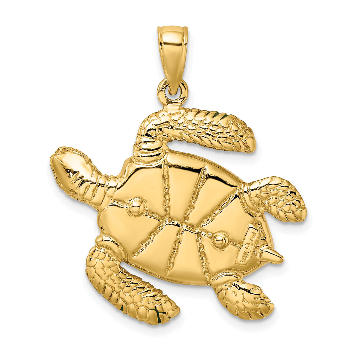 14K 3-D Green Enamel Large Sea Turtle Charm-K6717