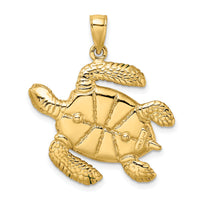 14K 3-D Green Enamel Large Sea Turtle Charm-K6717