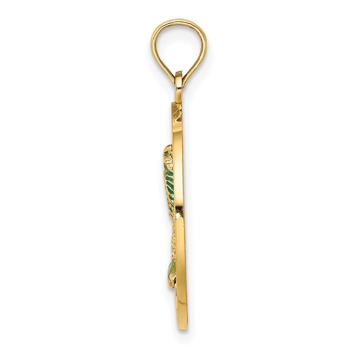 14K FLORIDA Enamel Palm Tree Circle Charm-K6719