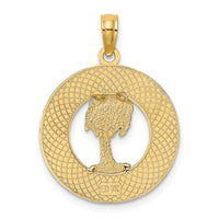 14K FLORIDA Enamel Palm Tree Circle Charm-K6719