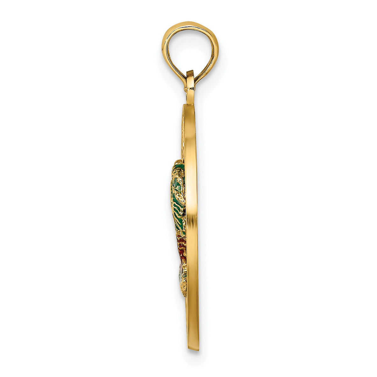 14K Florida Enamel Palm Trees Circle Charm-K6720