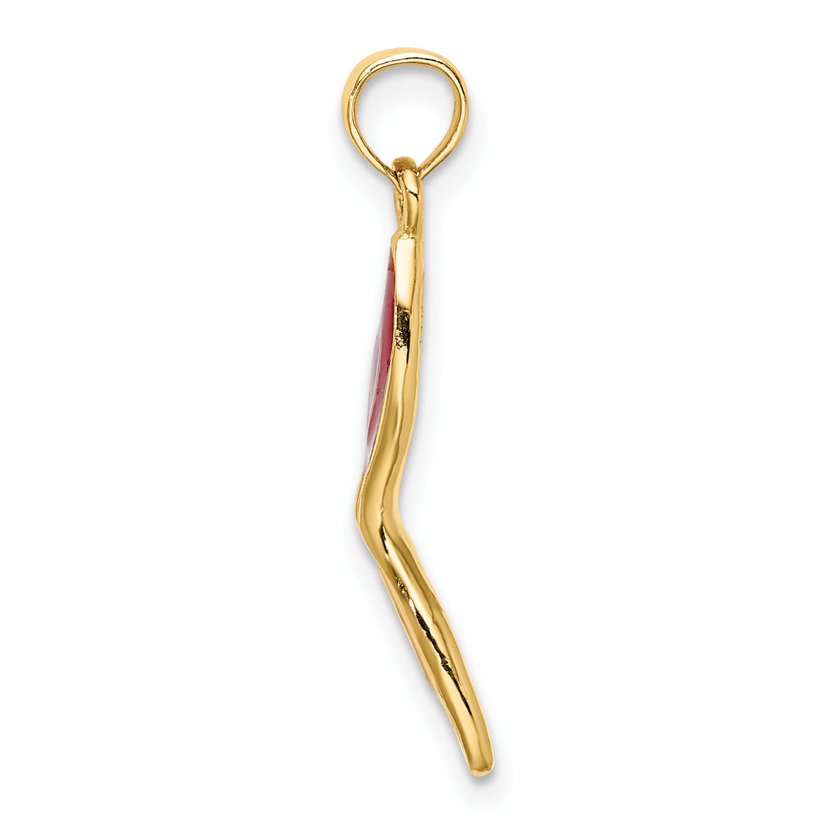 14K 3-D and Beveled W/Red Enamel Masquerade Mask Pendant-K6724