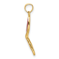 14K 3-D and Beveled W/Red Enamel Masquerade Mask Pendant-K6724