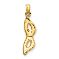 14K 3-D and Beveled W/Red Enamel Masquerade Mask Pendant-K6724