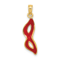 14K 3-D and Beveled W/Red Enamel Masquerade Mask Pendant-K6724