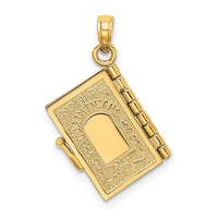 14K Enameled 3D Moveable LOVE Flower Book Pendant-K6727