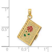 14K Enameled 3D Moveable LOVE Flower Book Pendant-K6727