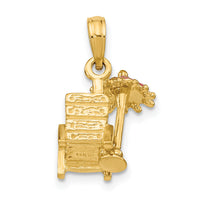 14K 3-D Pink Enamel Beach Chair and Umbrella Charm-K6731