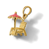 14K 3-D Pink Enamel Beach Chair and Umbrella Charm-K6731