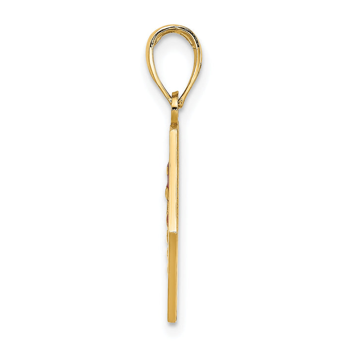 14K Enameled Textured Back Caduceus Medical Disc-K6732