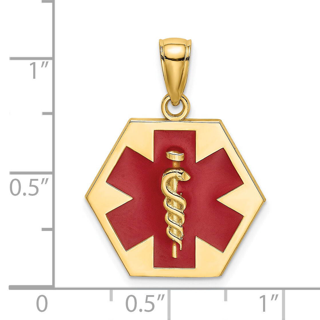 14K Enameled Textured Back Caduceus Medical Disc-K6732
