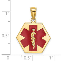 14K Enameled Textured Back Caduceus Medical Disc-K6732