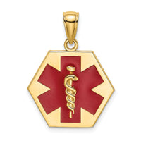 14K Enameled Textured Back Caduceus Medical Disc-K6732