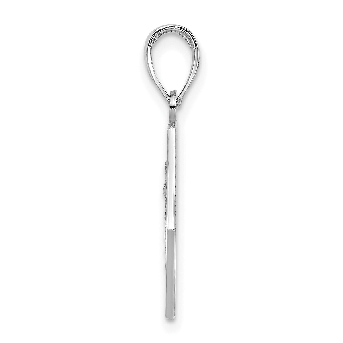 14K White Gold Enameled Textured Back Caduceus Medical Disc-K6732W