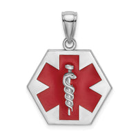 14K White Gold Enameled Textured Back Caduceus Medical Disc-K6732W