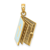 14K 3-D Blue Enamel Bible Book w/ Moveable Pages Charm-K6733
