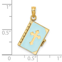14K 3-D Blue Enamel Bible Book w/ Moveable Pages Charm-K6733