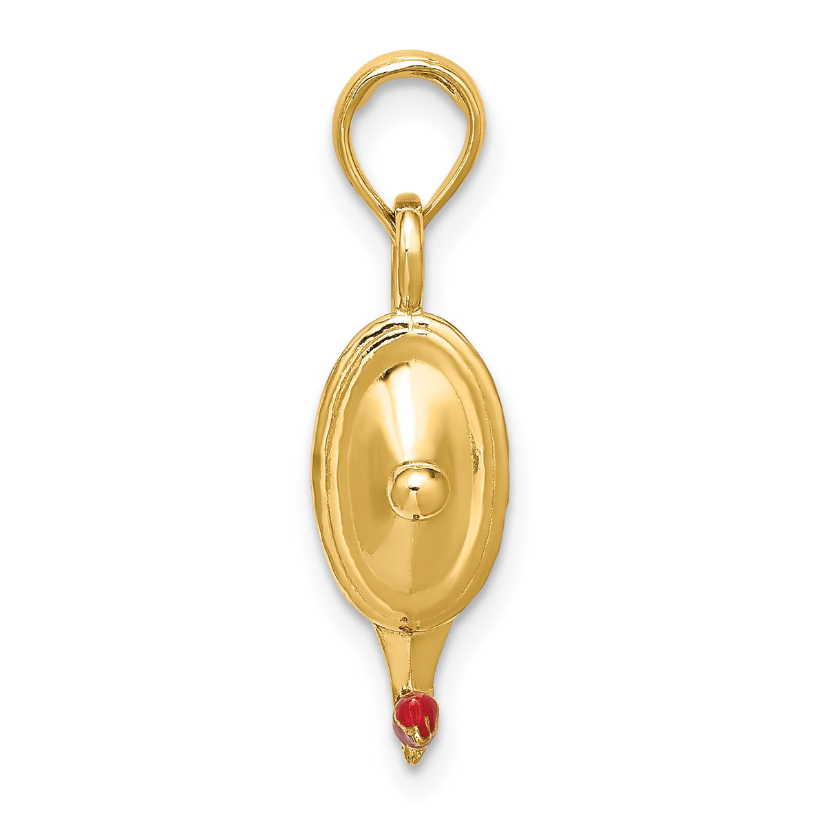 14K W/ Red Enamel Polished 3-D Genie Lamp Charm-K6734