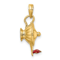 14K W/ Red Enamel Polished 3-D Genie Lamp Charm-K6734