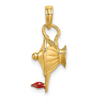 14K W/ Red Enamel Polished 3-D Genie Lamp Charm-K6734