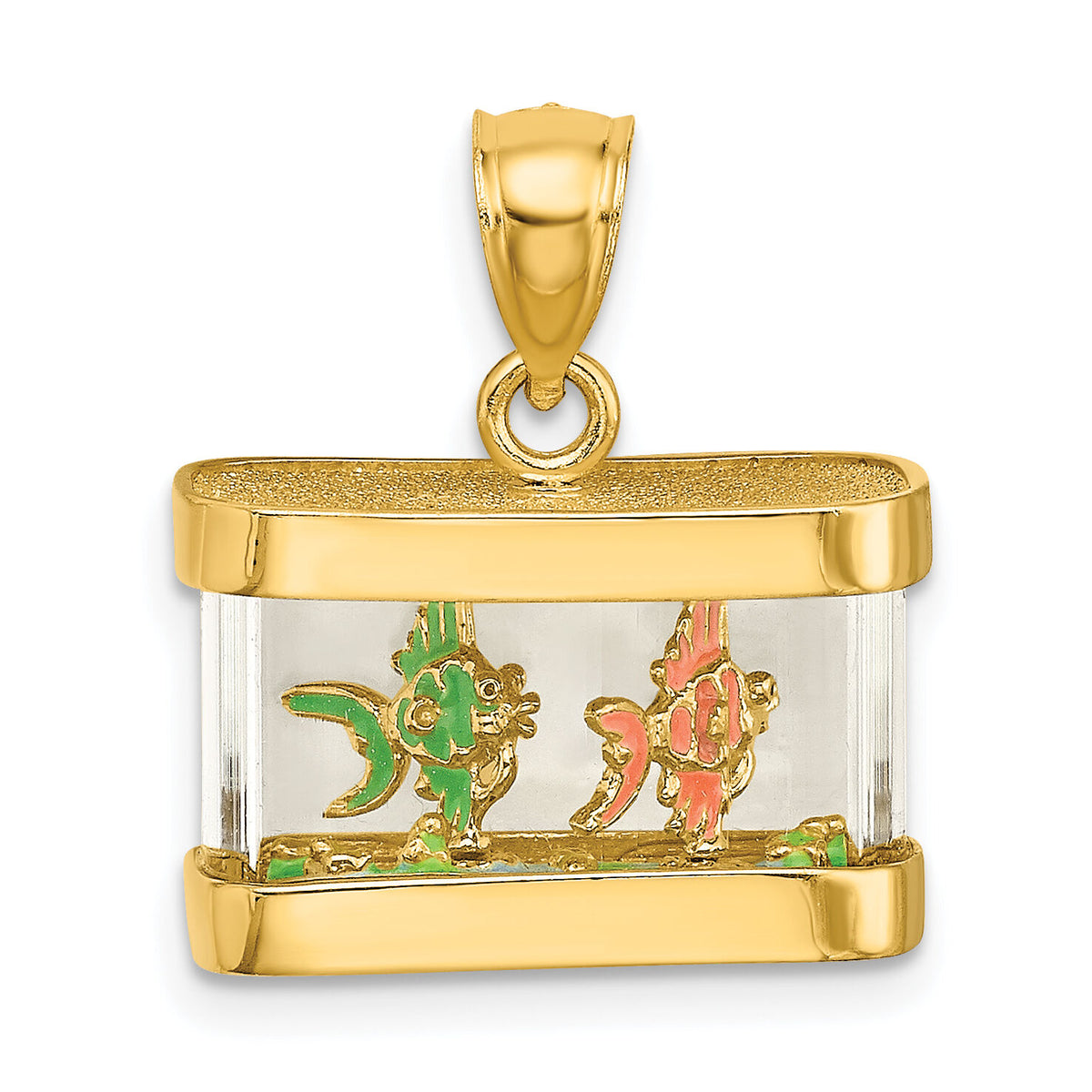 14K 3-D Moveable Enamel Fish Aquarium Charm-K6737