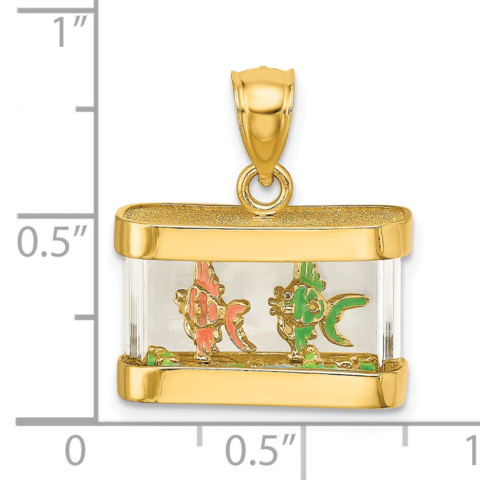 14K 3-D Moveable Enamel Fish Aquarium Charm-K6737