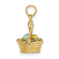 14K 3-D Enameled Easter Basket w/Bow and Eggs Charm-K6738