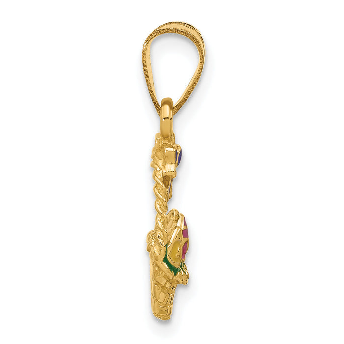 14K Enameled Easter Basket w/ Bow and Eggs Charm-K6739