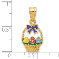 14K Enameled Easter Basket w/ Bow and Eggs Charm-K6739