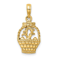 14K Enameled Easter Basket w/Bunny, Bow and Eggs Charm-K6740