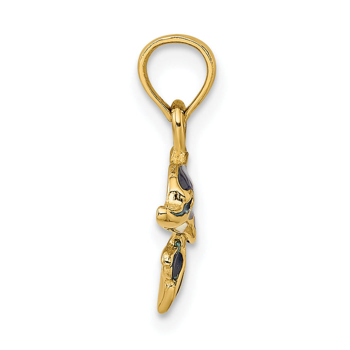 14K Blue Enamel Dolphin Charm-K6750
