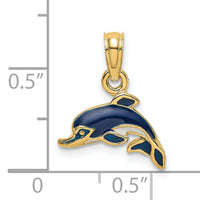 14K Blue Enamel Dolphin Charm-K6750