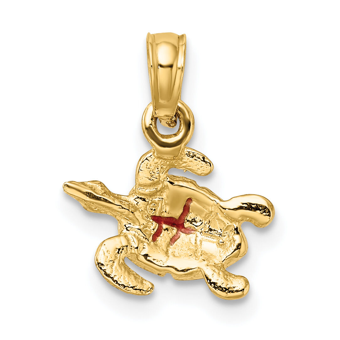 14K Textured and Enameled Sea Turtle Charm-K6751