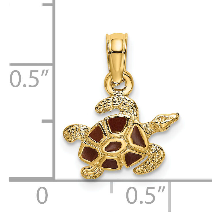 14K Textured and Enameled Sea Turtle Charm-K6751