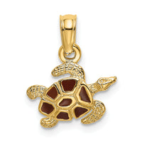 14K Textured and Enameled Sea Turtle Charm-K6751