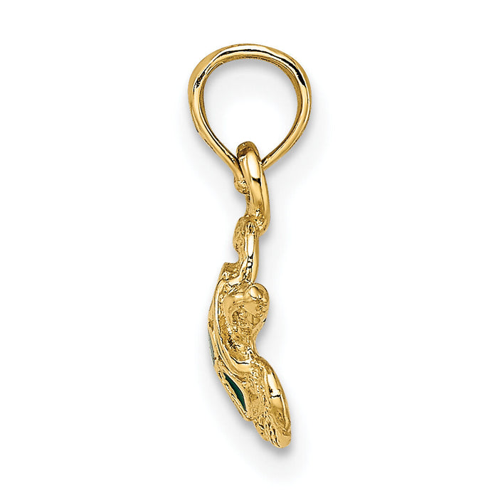 14K Textured and Enameled Sea Turtle Charm-K6752